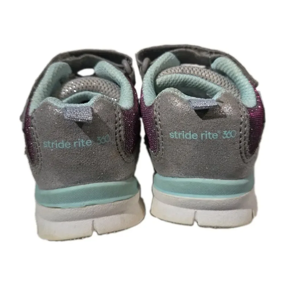 Stride Rite 360 Kyla Metallic Silver Mint Strap Shoes Toddler Size 6 Wide/Med